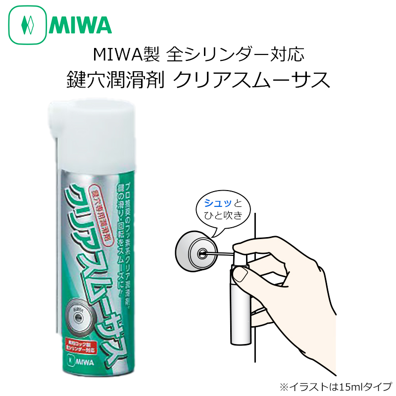 【商品紹介】MIWAシリンダー専用 万能型潤滑剤 クリアスムーサス 40ml